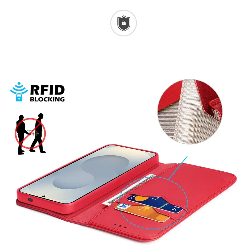 Op Lung Kiem Bao Da Va Vi Dux Ducis Hivo Series Samsung S25 Edge Red 3