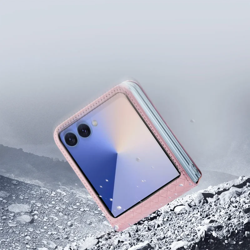 Op Lung Dux Ducis Da PU Bril Series SamSung Z Flip 7 5G Pink 9