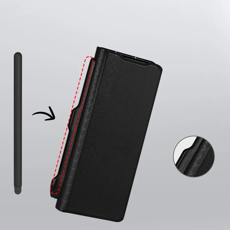 Op lung Dux Ducis Bril Series SamSung Z Fold 7 With Pen Holder Black 5