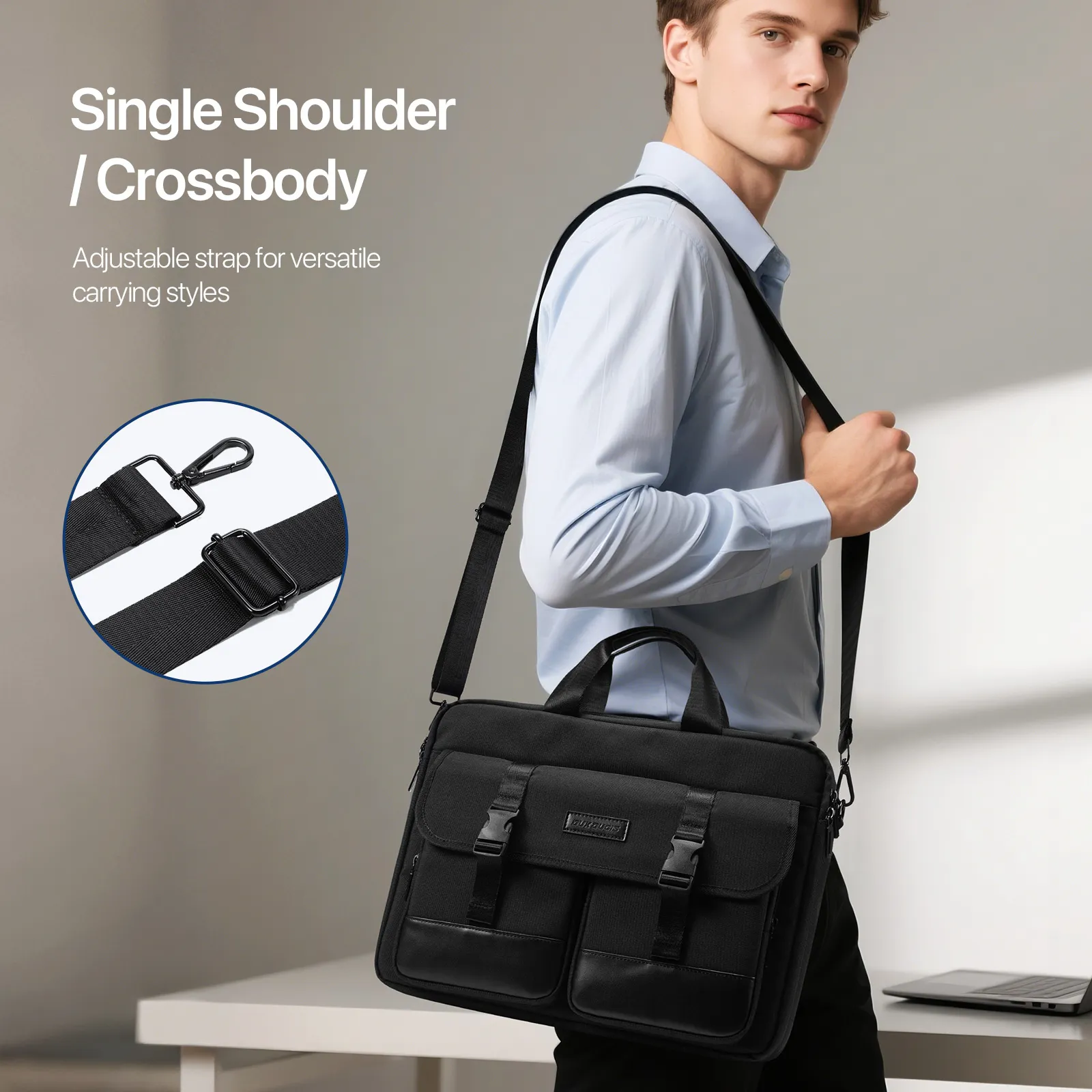 Túi Đeo Dux Ducis Shoulder Bag Edge Series For Laptop 14″/15.4″ 8 Tui Deo Dux Ducis Shoulder Bag Edge Series For Laptop 14 inch 15.4 inch Black 5