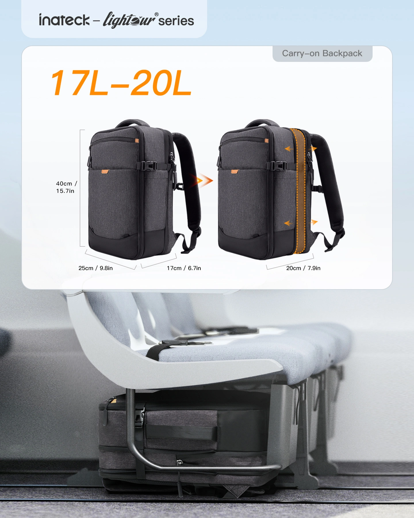 balo du lich inateck expandable carry on travel backpack cho laptop 14 inch bp03006 20l 2
