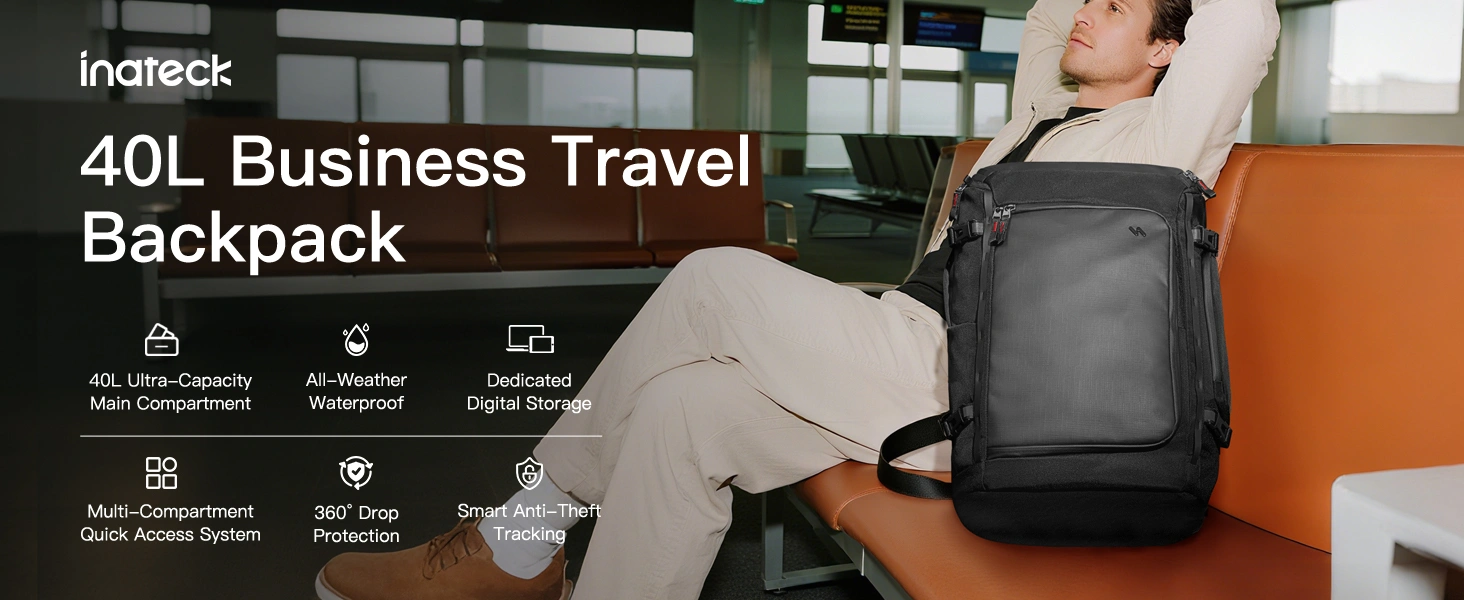 balo du lich inateck large splashproof carry on travel backpack cho laptop 17 inch bpx31 40l 14