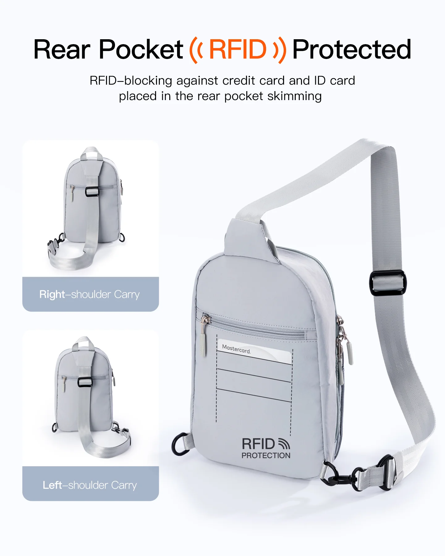 tui deo cheo inateck x row rfid blocking water resistant sling bag fb01003 gray 4