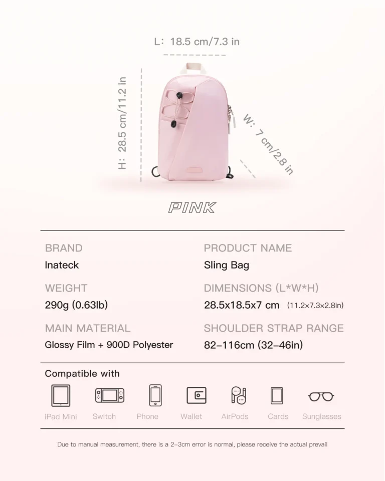 tui deo cheo inateck x row rfid blocking water resistant sling bag fb01003 pink 8 768x960 1