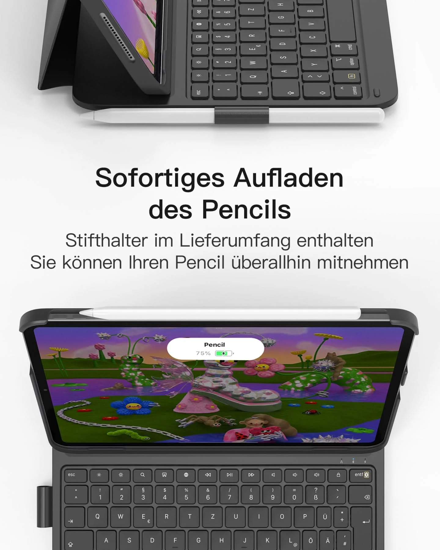 Bàn Phím Bluetooth Kiêm Bao Da inateck AirTap Cho iPad 11/10 Air/Pro 11-inch BK2007 10 ban phim bluetooth kiem bao da inateck airtap cho ipad 11 10 air pro 11 inch bk2007 black 5