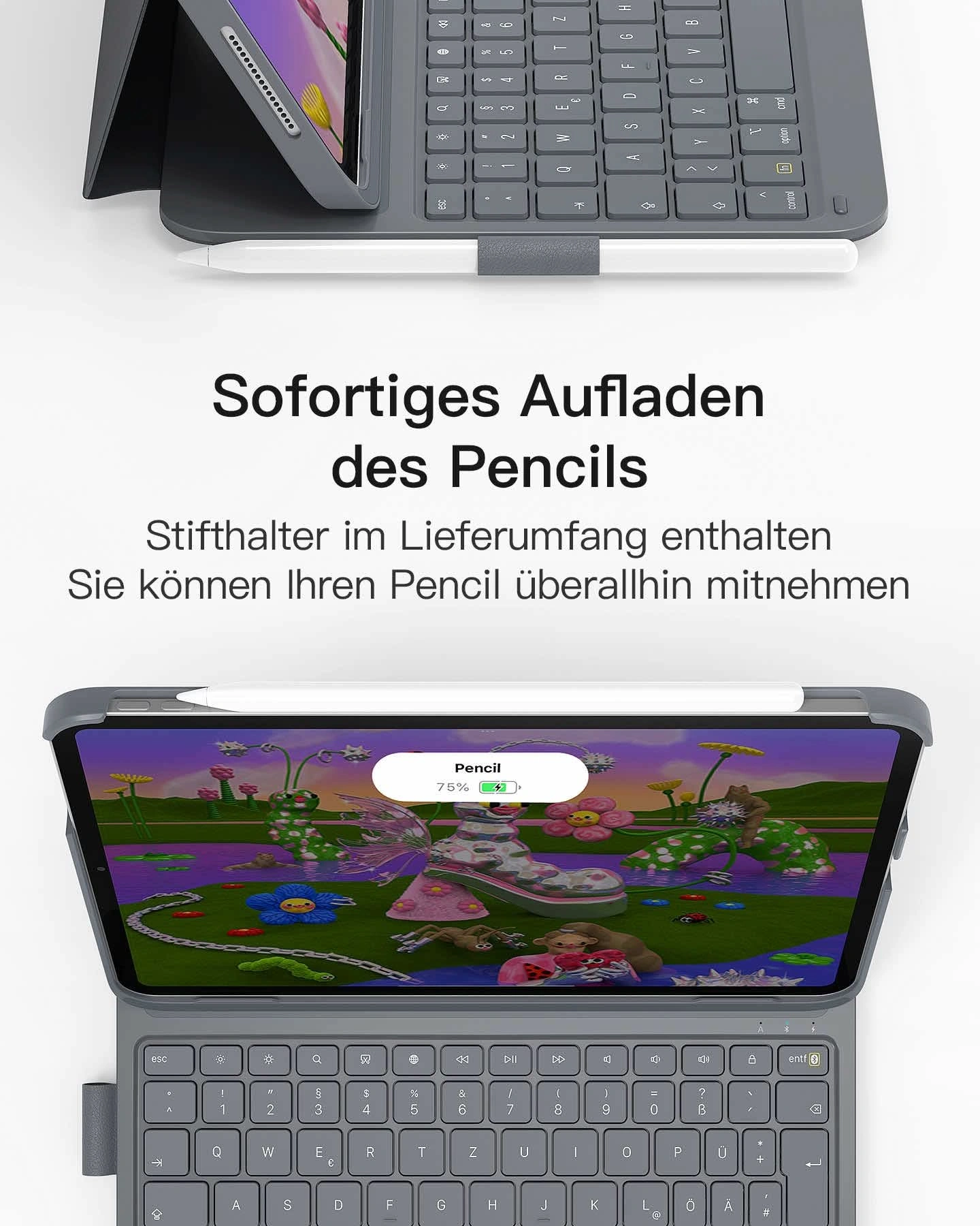 Bàn Phím Bluetooth Kiêm Bao Da inateck AirTap Cho iPad 11/10 Air/Pro 11-inch BK2007 22 ban phim bluetooth kiem bao da inateck airtap cho ipad 11 10 air pro 11 inch bk2007 gray 4