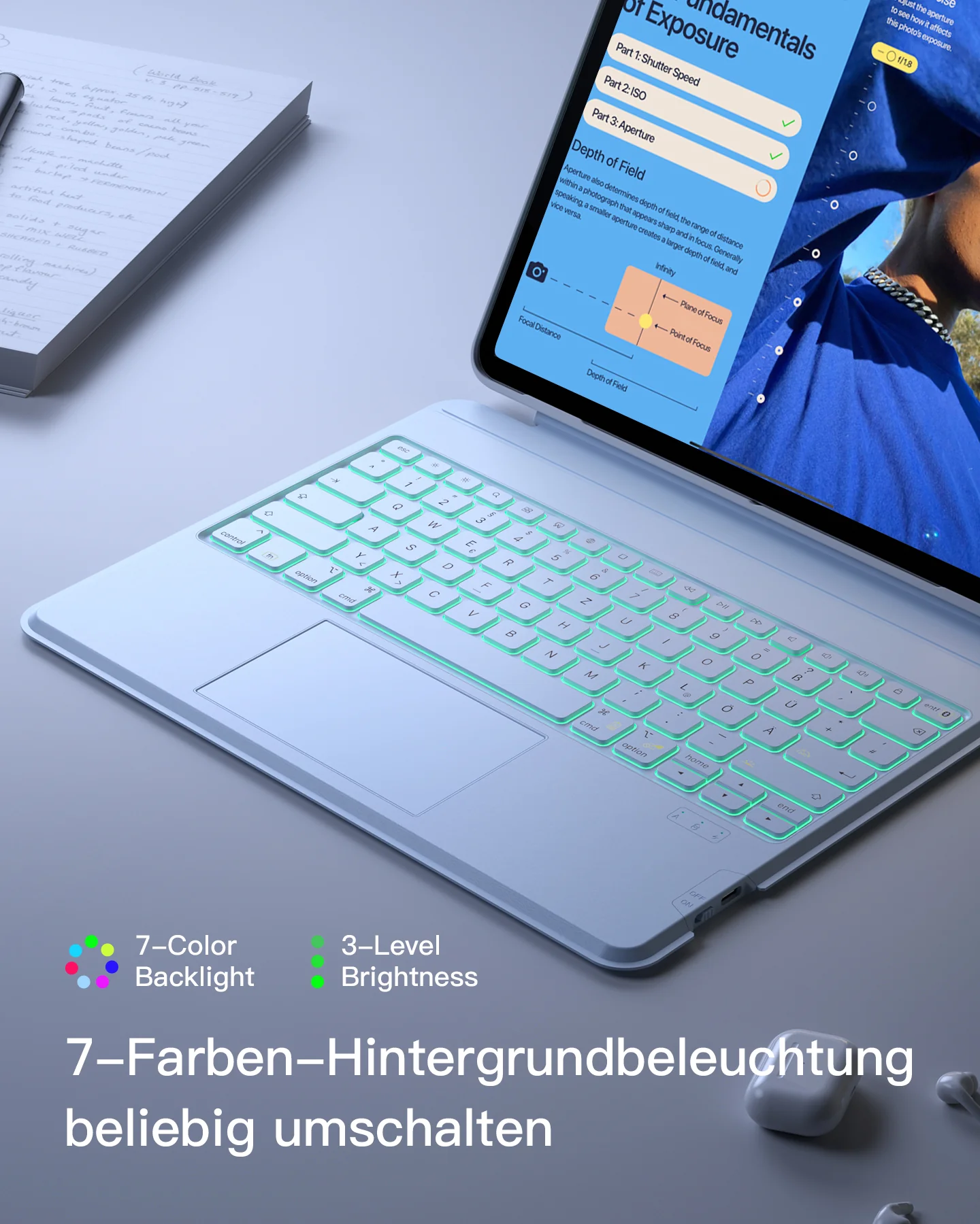 ban phim bluetooth kiem op lung inateck acetouch led rgb cho ipad air 13 pro 12 9 kb04118 light blue 6 1