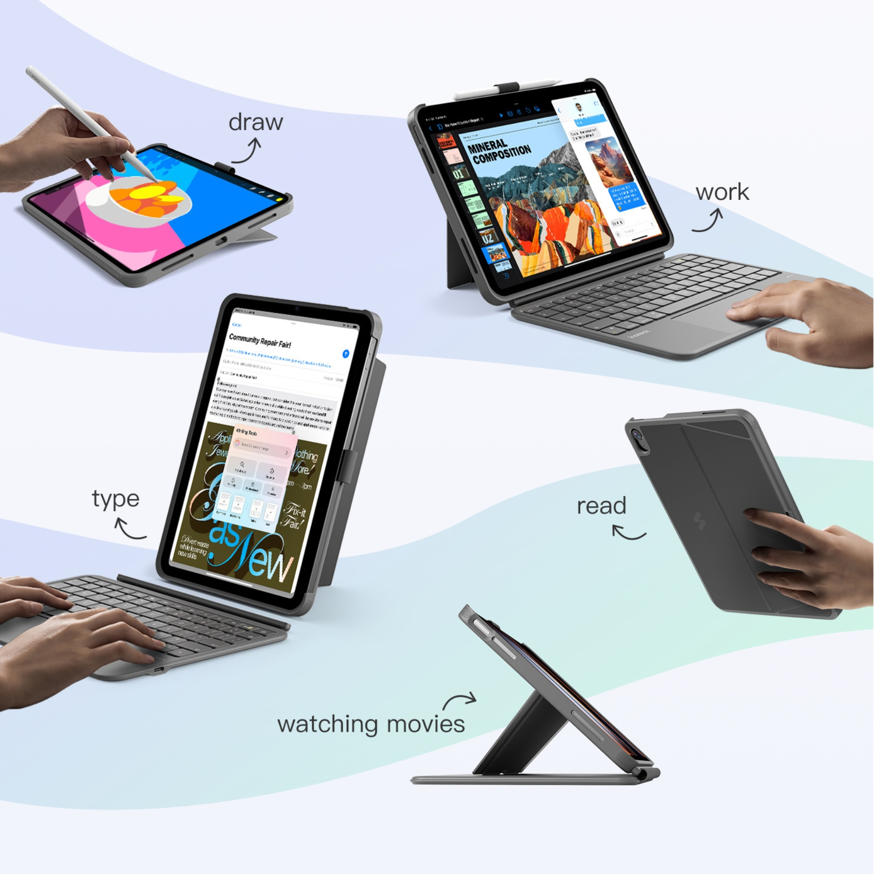 ban phim bluetooth kiem op lung inateck acetouch pro cho ipad 11 10 air pro 11 inch n0057 6 1