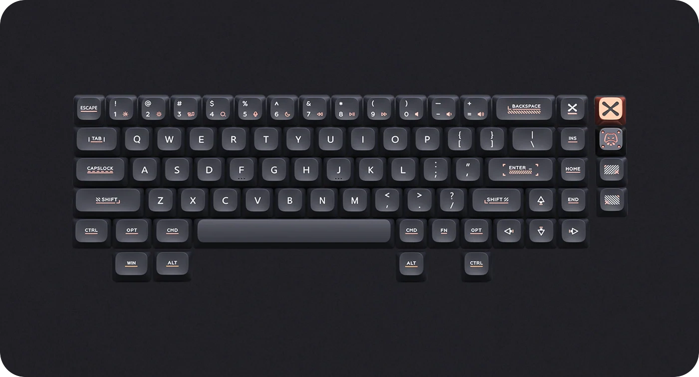 mo ta san pham ban phim co iqunix magi65 low profile aluminum pc 5
