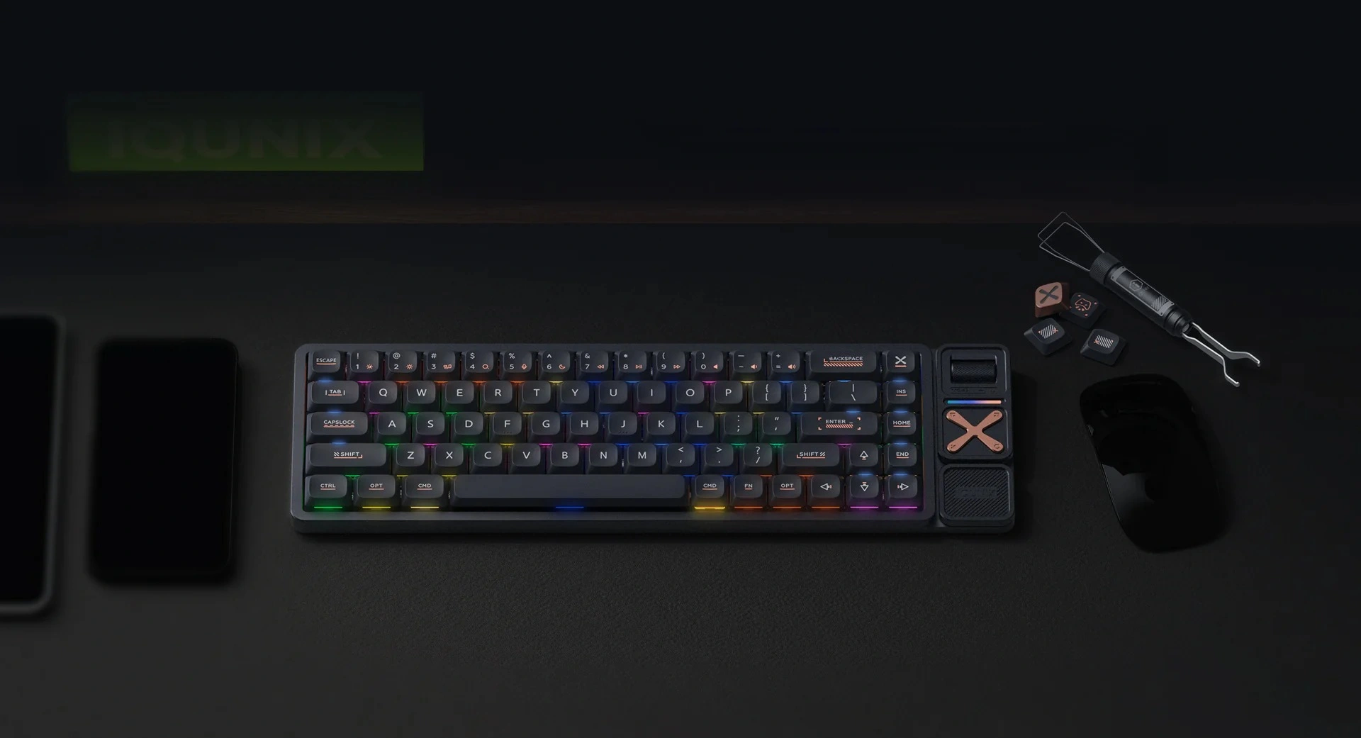 mo ta san pham ban phim co iqunix magi65 low profile aluminum pc 7