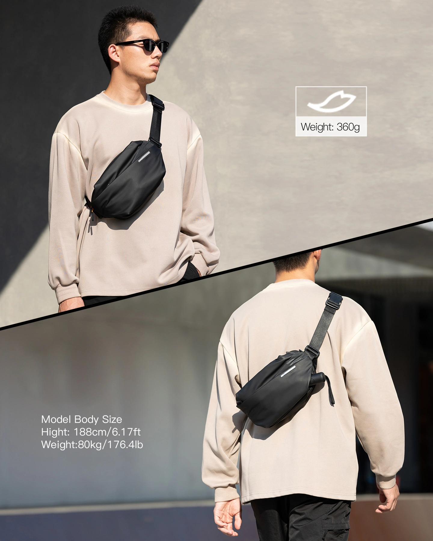 tui deo cheo thoi trang inateck stylish crossbody sling bag lb03014 4l black 6 1