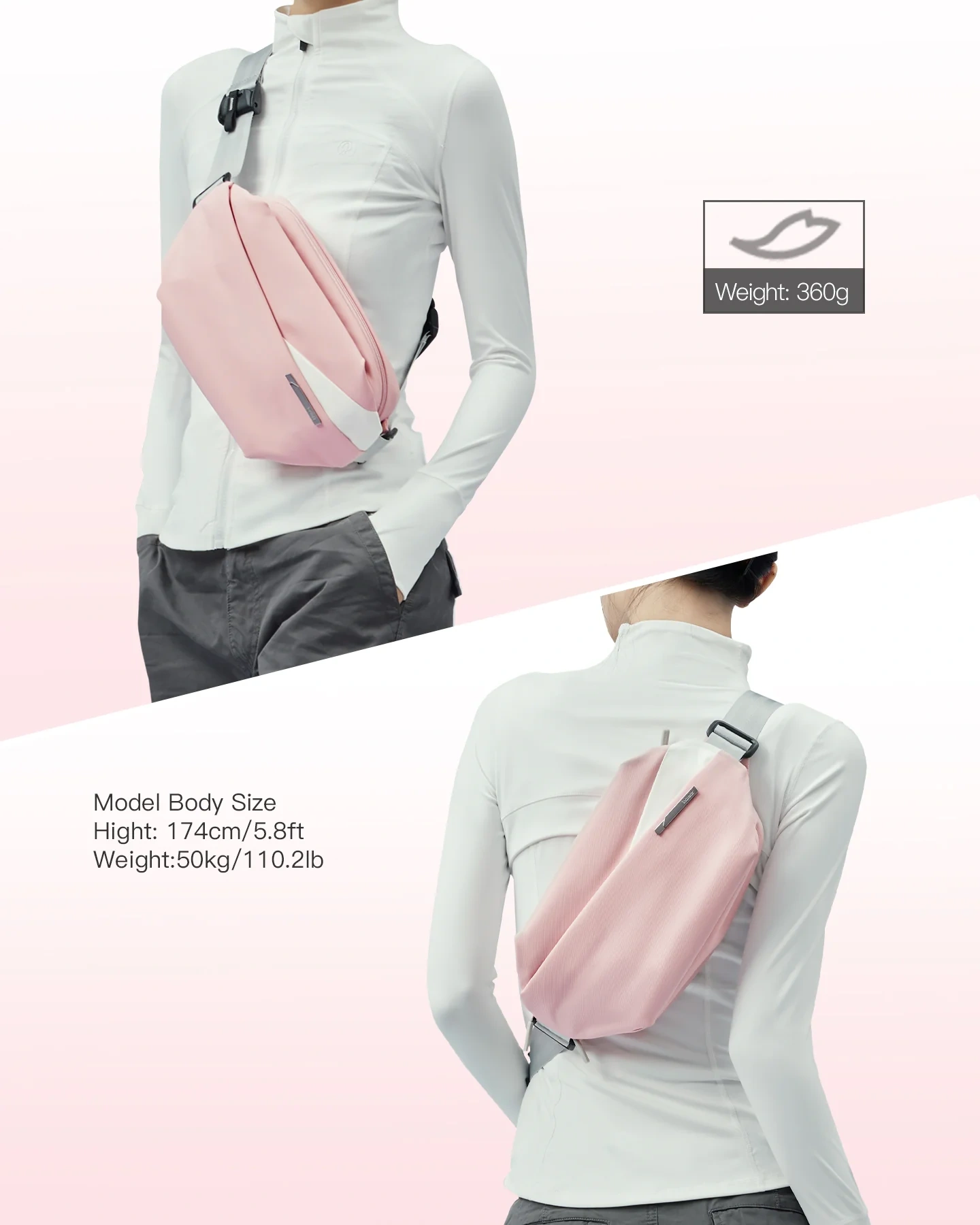 tui deo cheo thoi trang inateck stylish crossbody sling bag lb03014 4l pink 6 1
